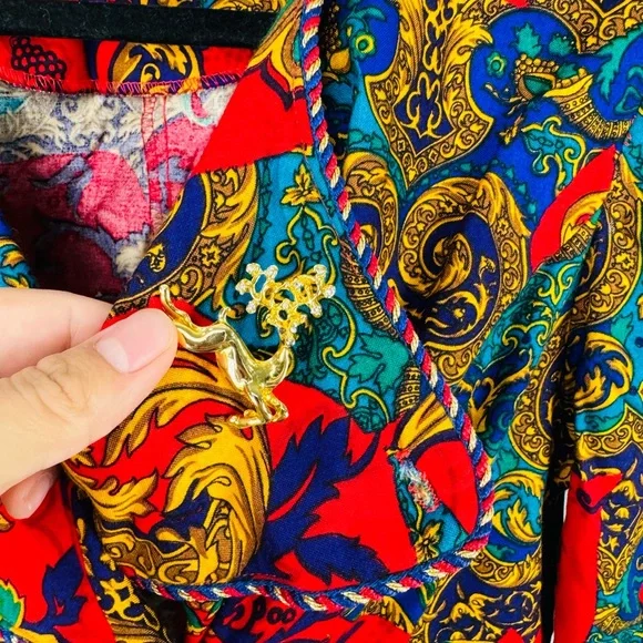 Vintage Jessica Howard Baroque Bright Red Elegant blazer Jacket - Picture 4 of 10